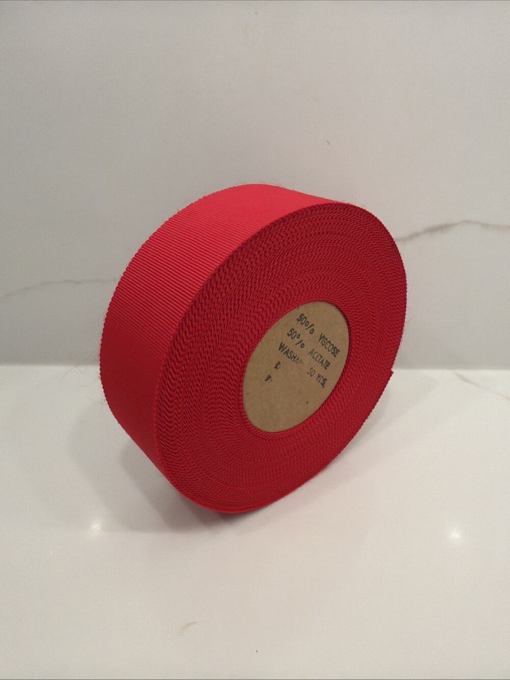 Vintage Red Grosgrain Ribbon 1.5” Wide 50 Yd Roll Viscose Acetate Trim